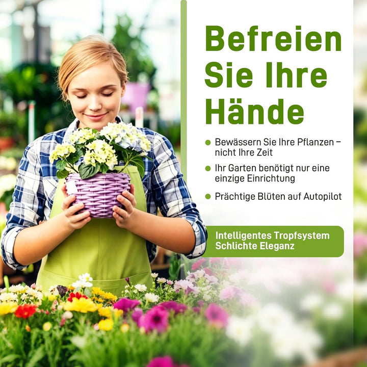 15M Bewässerungssystem Garten, automatisches Sprühnebel-Bewässerungsset, mit verstellbaren Düsen und