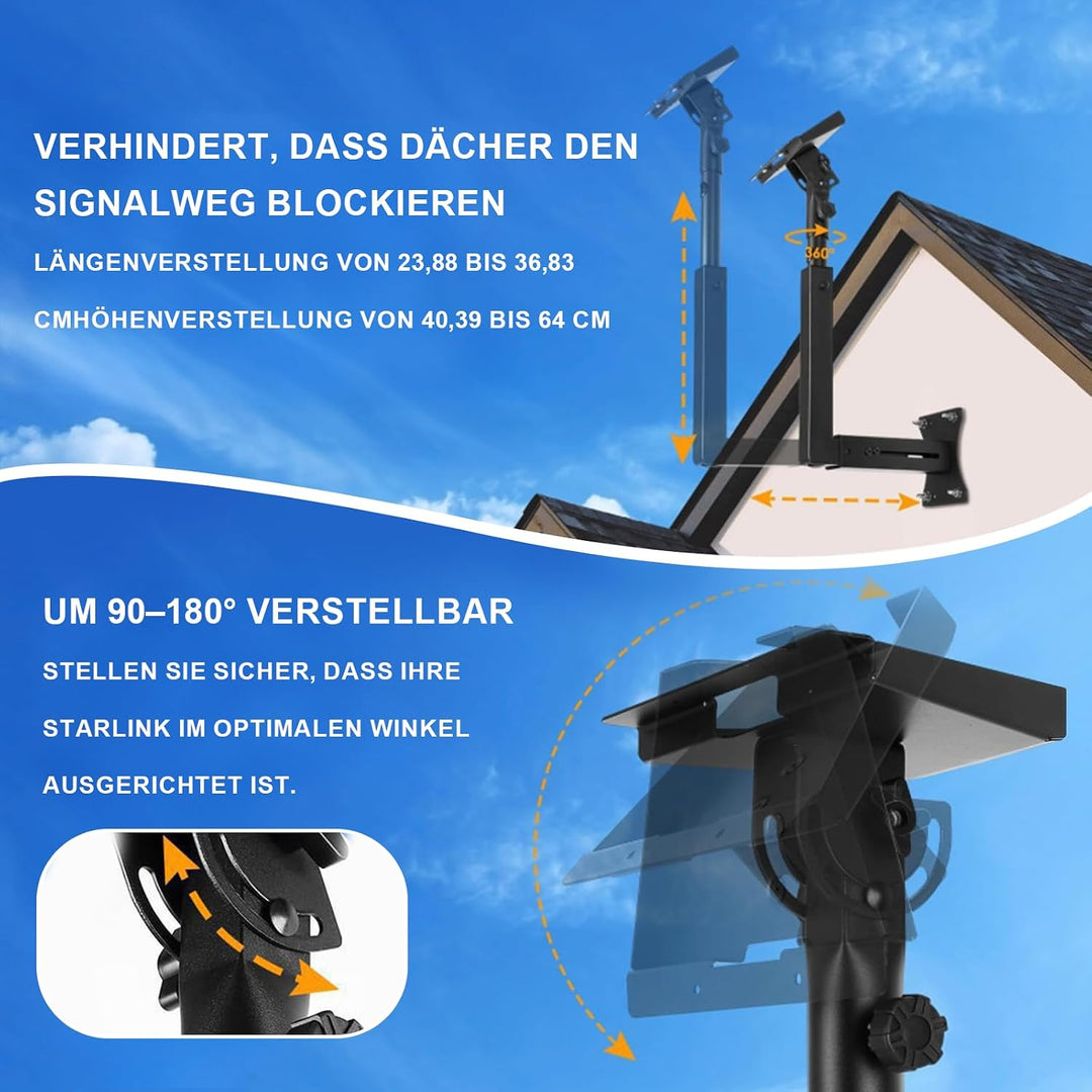 Starlink Gen 3 Halterung 360° Verstellbare V3 Starlink Wandhalterung, Vertikaler Winkel Masthalterun