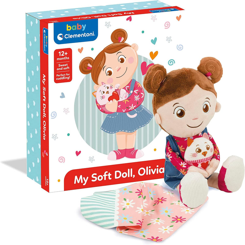 Clementoni 17737 My Soft Doll, Olivia-Kuschelpuppe, Weiche Stoffpuppe Für Babys Ab 1 Jahren, Geschen