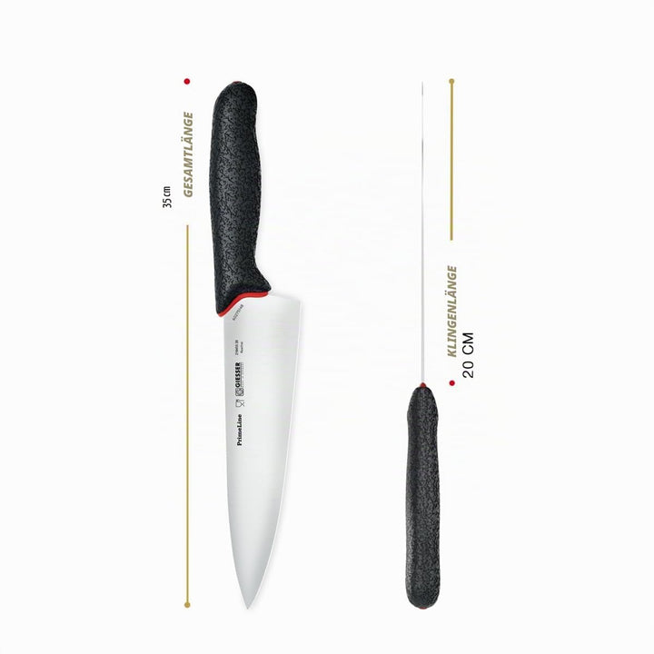 GIESSER seit 1776 - Made in Germany - Kochmesser 20 cm breite Klinge PrimeLine, schwarz, rostfrei, s