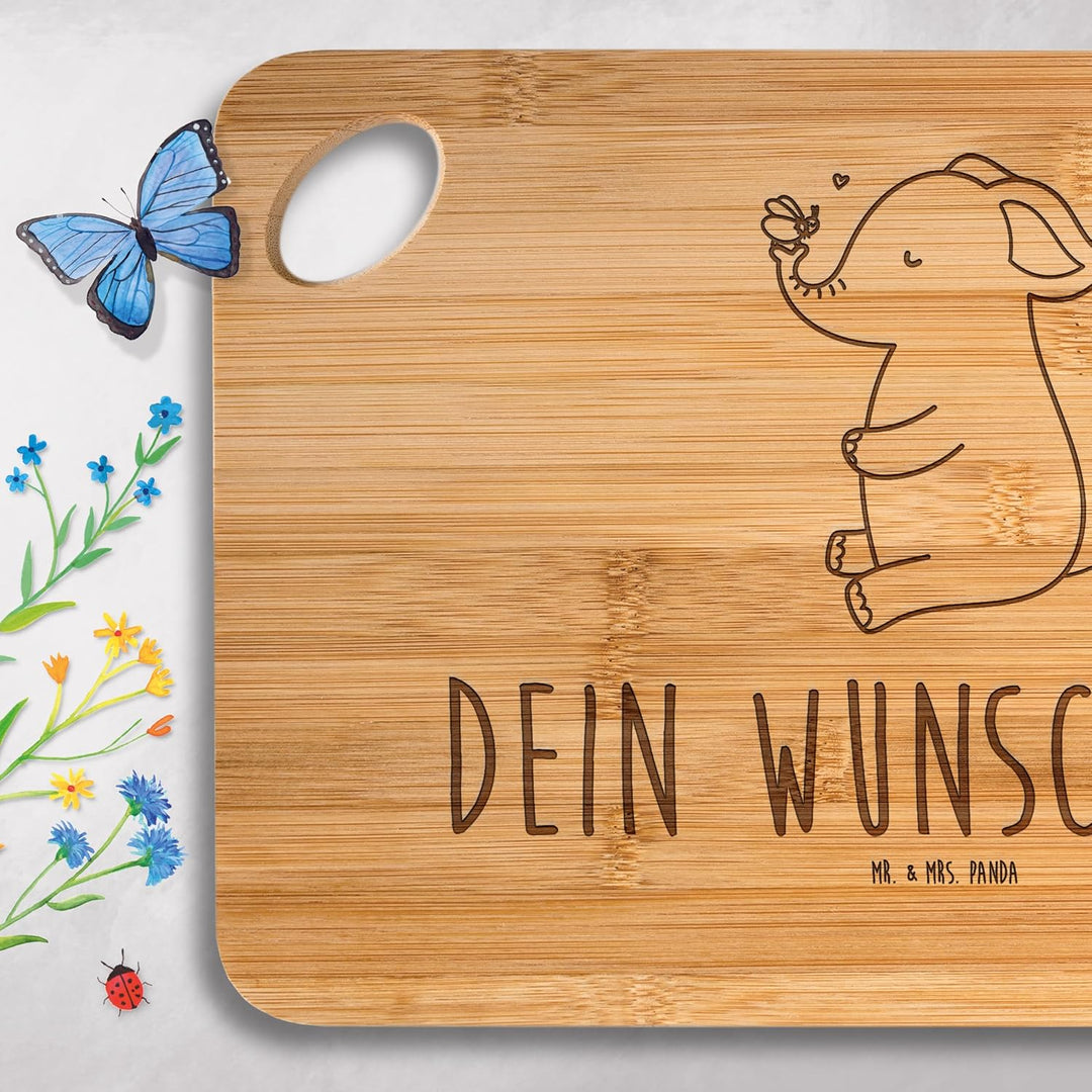 Mr. & Mrs. Panda Holzschneidebrett mit Gravur Elefant Biene - Personalisierte Geschenke, Liebesspruc