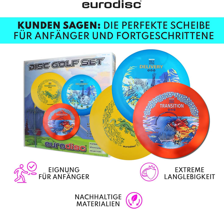 eurodisc Disc-Golf Einsteiger Starter Set, PDGA Approved, Putter Midrange Driver Disc, Einsteiger St