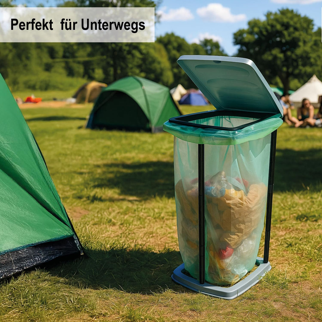 com-four® 2X Müllsackständer mit Deckel - optimal für Heim, Garten, Werkstatt und Camping - 3 möglic