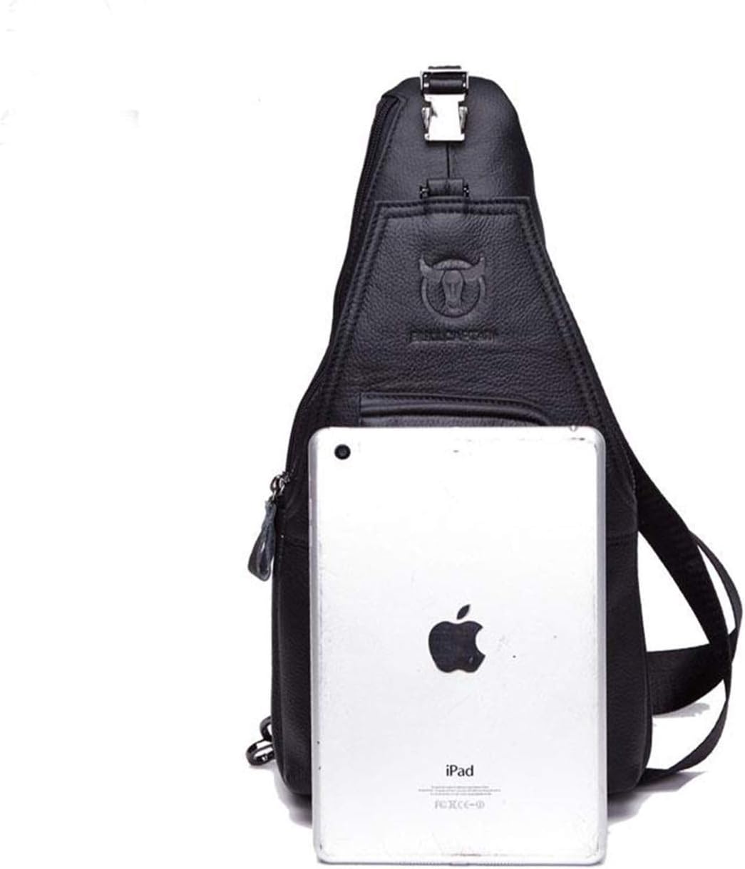 BULLCAPTAIN Herren Brusttasche aus Leder Umhängetasche Herren Rucksäcke Schultertaschen Taschen für