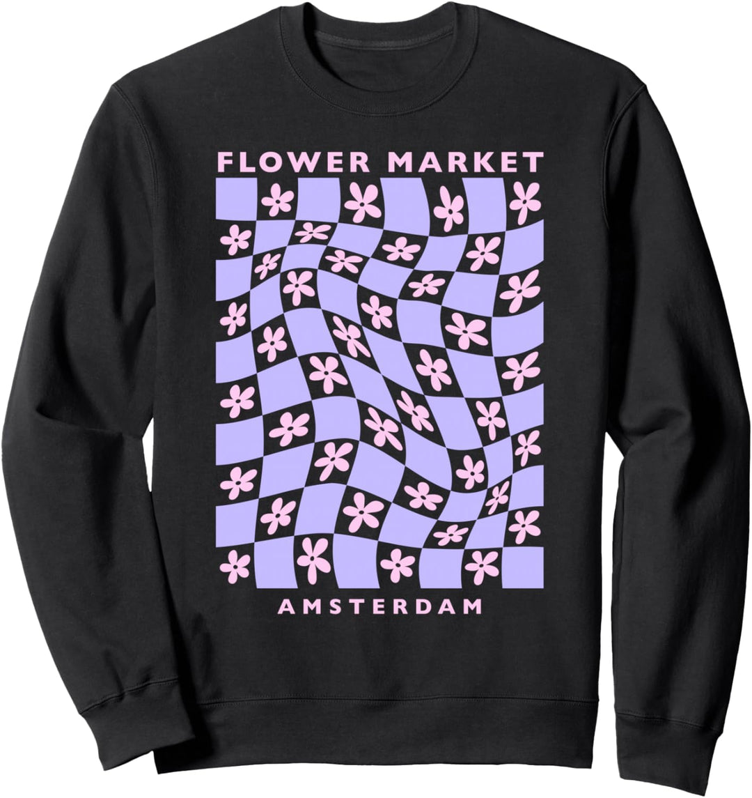 Dänische Pastell Ästhetische Kopenhagen Blumenmarkt Karo Twist Sweatshirt
