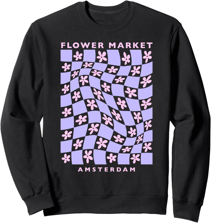 Dänische Pastell Ästhetische Kopenhagen Blumenmarkt Karo Twist Sweatshirt