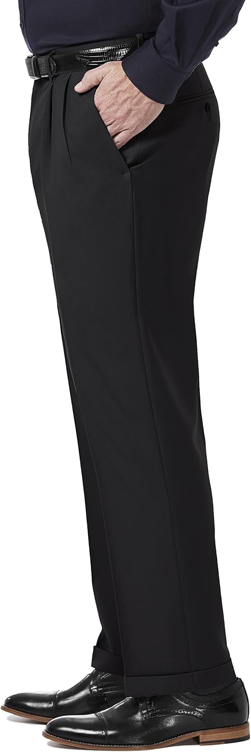 Haggar Herren Premium Comfort Classic Fit Bundfalte Erweiterbare Taillenhose Klassische Hose 32W / 3