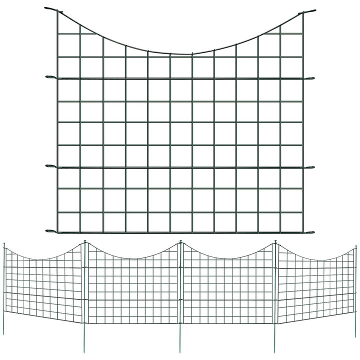 Ikodm Teichzaun Gartenzaun Komplettset - 5 Stück Teichzaun Steckzaun Metall 11 Zaunelemente - 5 Zaun