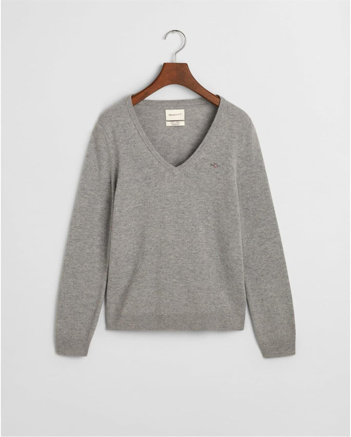 Gant Herren Extrafine Lambswool V-Neck Pullover (1er Pack) M Grey Melange, M Grey Melange