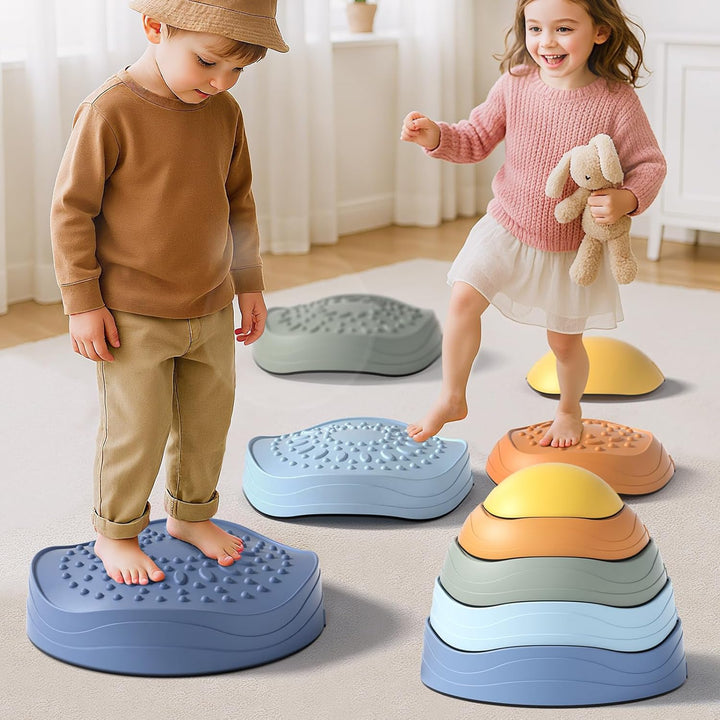 Lehoo Castle Stapelsteine Balanciersteine für Kinder, Gartenspielzeug Kinder, Rutschfeste Stepping S