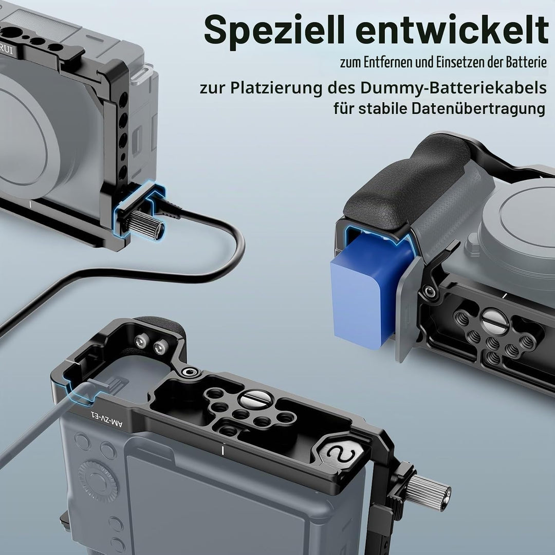 SIRUI ZV-E1 Kamerakäfig mit Silikongriff, Full Cage für Sony ZV-E1 mit HDMI-Kabelklemme, integrierte