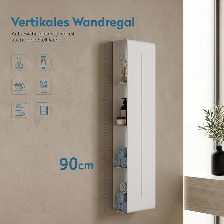doporro Regal Schmal Weiss 4 Etagen, Badezimmer Regal Metall | Schmales Regal Badezimmer, Duschregal