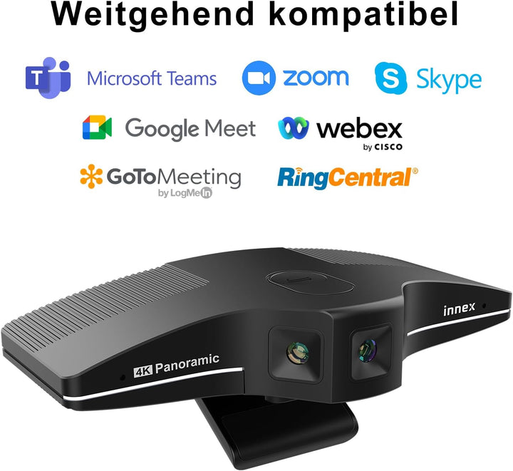 Innex C831 180° Panorama 4K Webcam mit mikrofon, KI-Gesichtsverfolgung für Windows, Mac, Plug-and-Pl