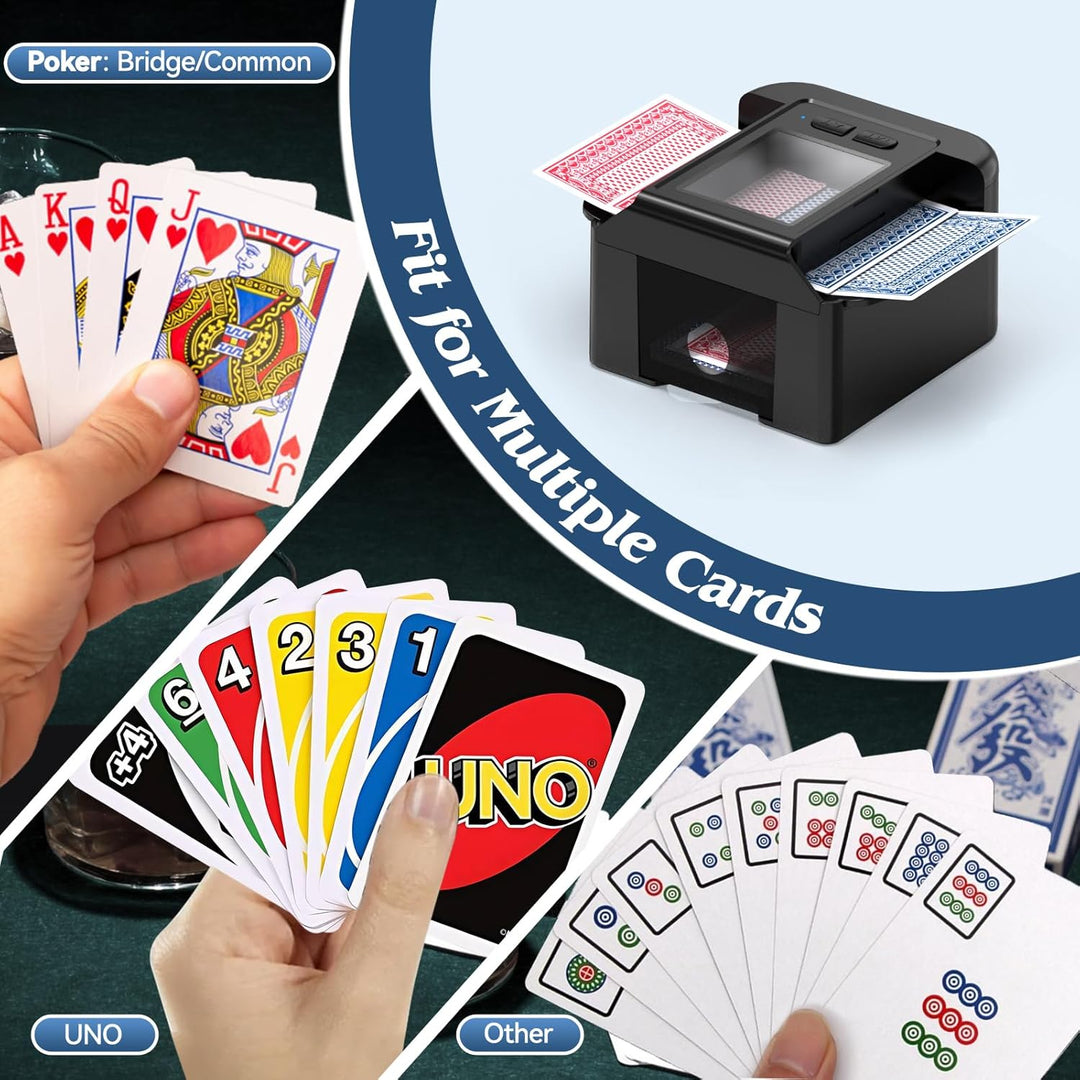 Kartenmischmaschine Elektrische, Mischmaschine für 2 Decks, Aufladbarer 2000 mAh Automatischer Karte