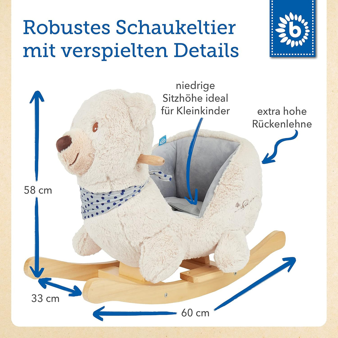 Bieco Plüsch Schaukeltier Bär Creme 62x30x48cm | Schaukelpferd Baby | Schaukeltier Baby | Kinderscha