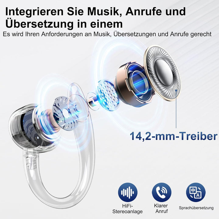 AI Kopfhörer Übersetzer, 3-in-1 Bluetooth 5.4 Echtzeit Sprachübersetzungs Kopfhörer, 164 Sprachen mi