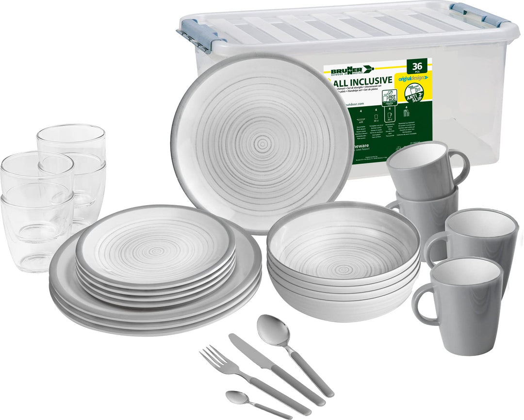 Brunner 0830154N.C4X Set Teller, Becher, Becher aus Melamin, bruchsicher, aus Melamin, 36 Stück, all