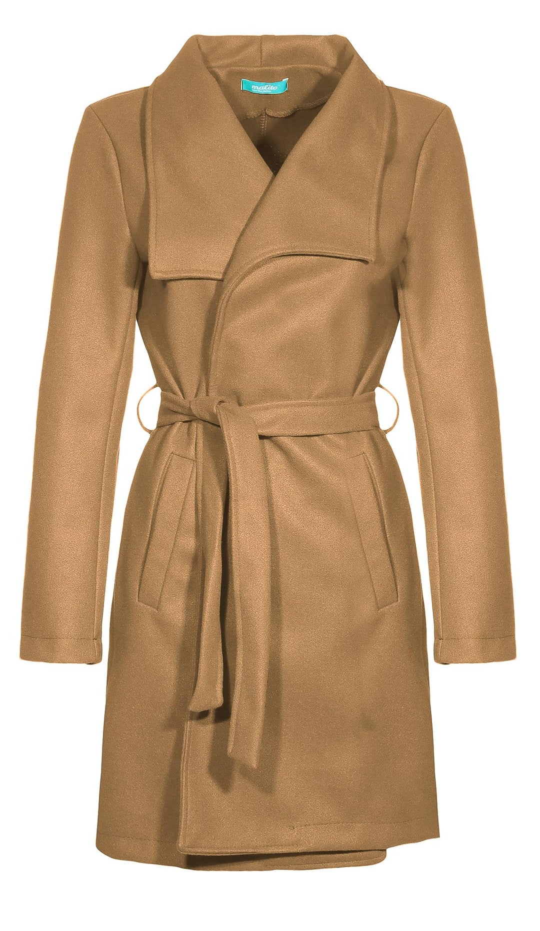 malito – Damen Trenchcoat einfarbig mit Gürtel &amp; Taschen – klassischer Mantel für Herbst &amp; Winter –