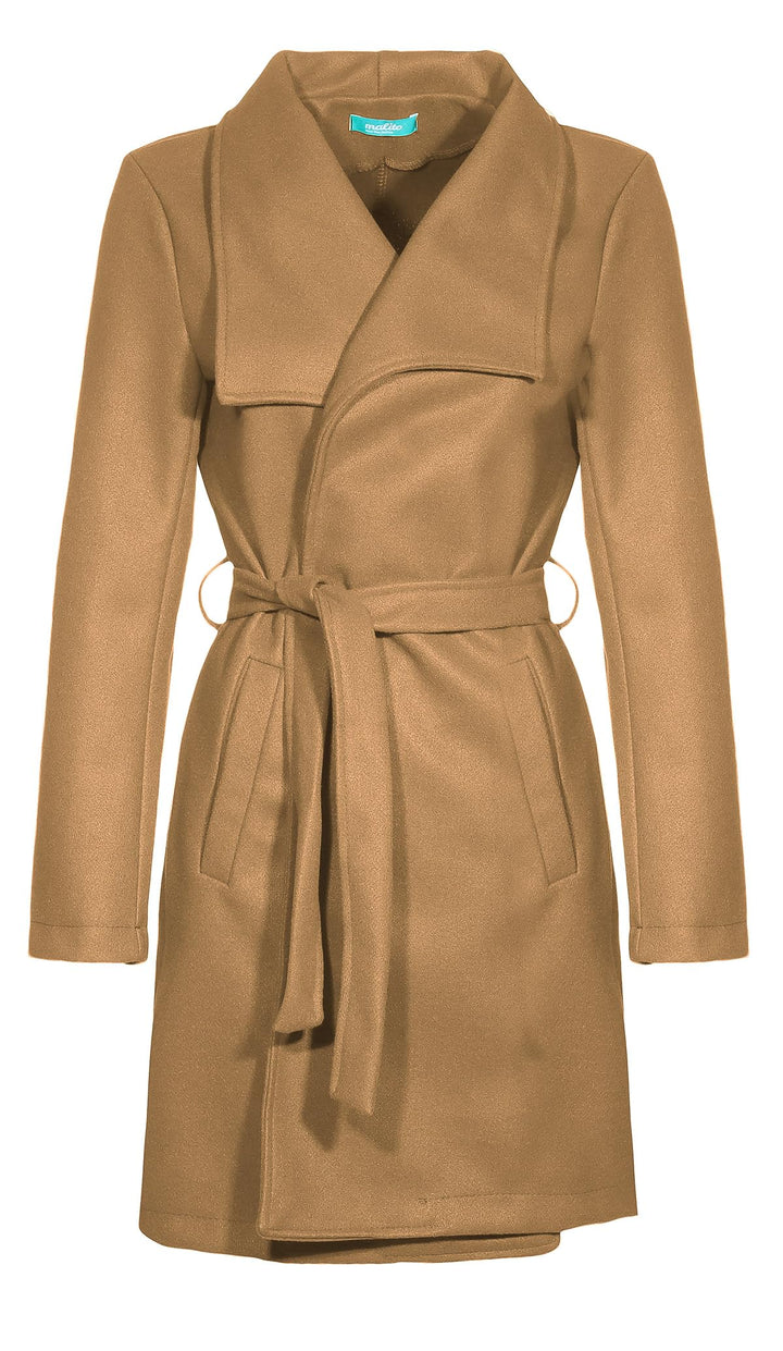 malito – Damen Trenchcoat einfarbig mit Gürtel & Taschen – klassischer Mantel für Herbst & Winter –