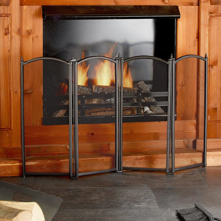 Carlo Milano Kaminschutz: 2er-Set Funkenschutzgitter, 4-teilig, je 87 x 49 cm