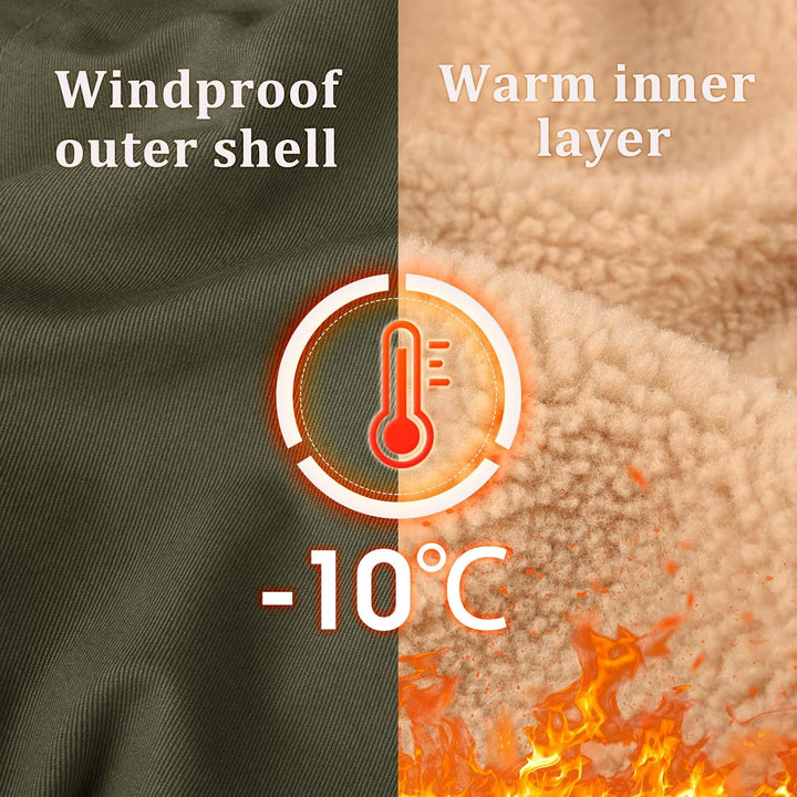 Voqeen Winterjacke Herren Fleece Gefüttert Cargo Jacke Warme Herren Fliegerjacke Militär Winddichte