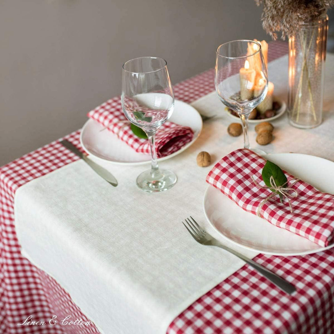Linen &amp; Cotton Tischläufer Stoff Tischband Tischdeko Hygge 100% Leinen, Ecru Weiss (40 x 90 cm) Klei