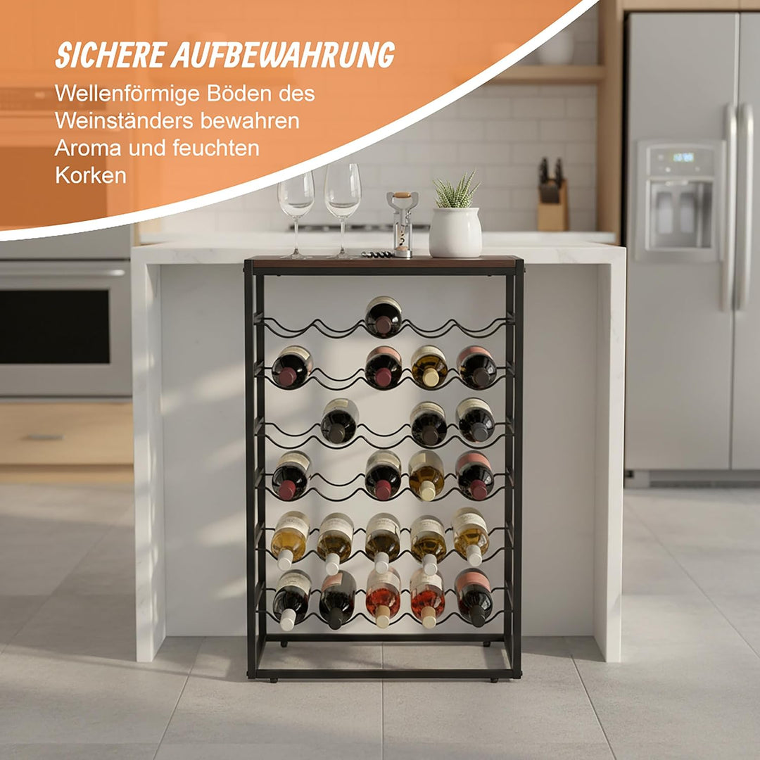 Relaxdays Weinregal, 30 Flaschen, Industrial, HBT: 88 x 59 x 30 cm, Weinhalter stehend, Weinflaschen