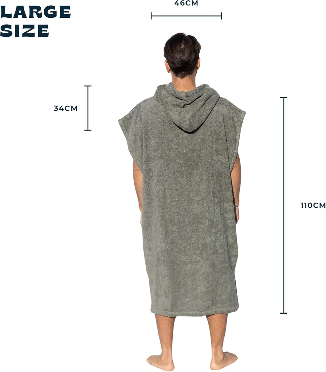 Pacifique Sud - Poncho Grün ärmelloser Poncho - Large - 100% Baumwolle Premium - Made in Portugal