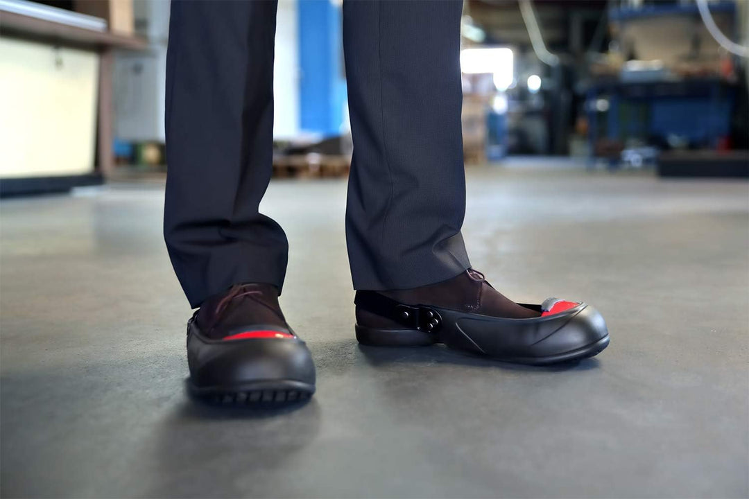 Tiger-Grip VISITOR Sicherheits-Überschuh, schwarz, medium/large (39-43, rot), Schutzkappe, rutschfes