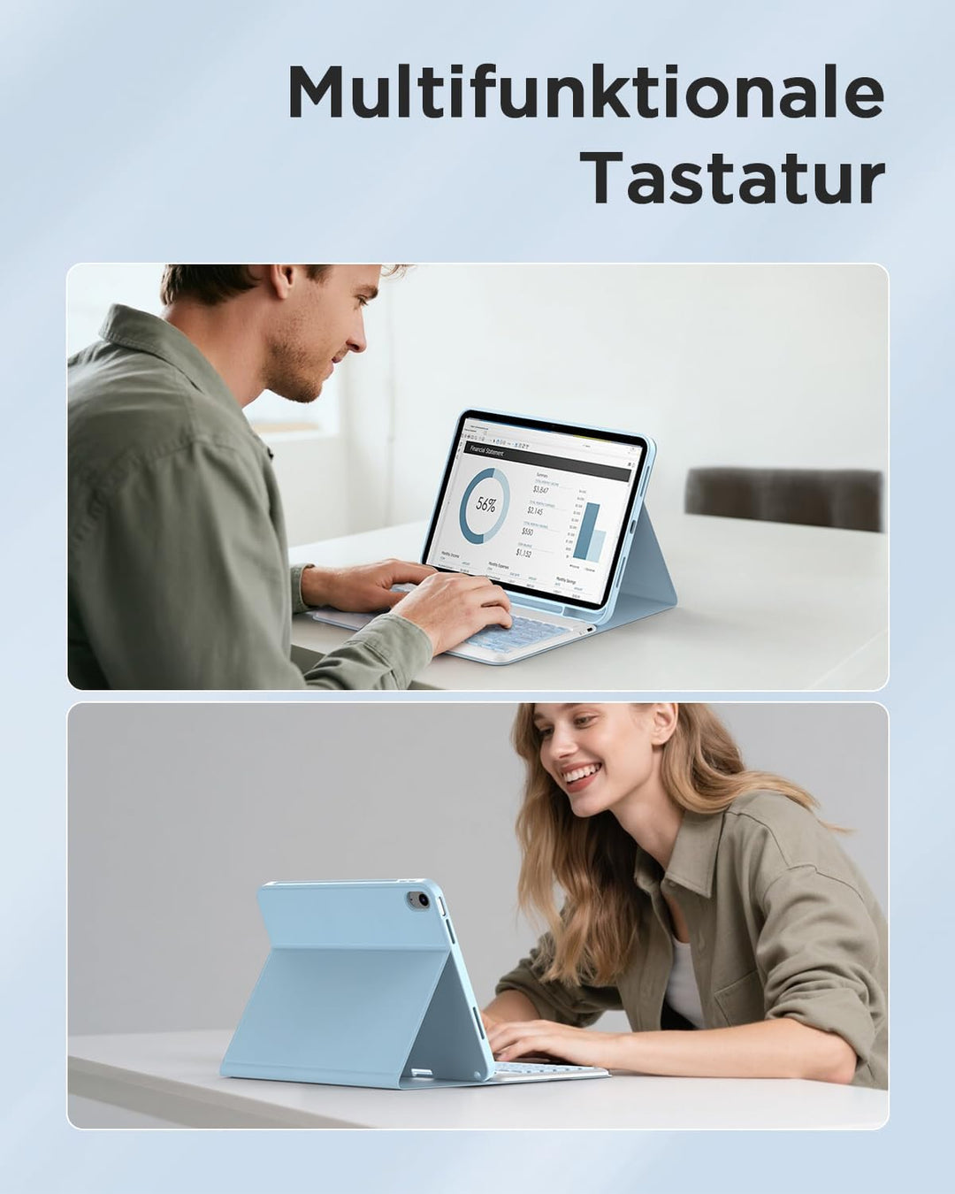 EasyAcc iPad 11 (A16) / 10 Generation Hülle mit Tastatur 11/10,9 Zoll 2025/2022 (A2696/A2757/A2777/A