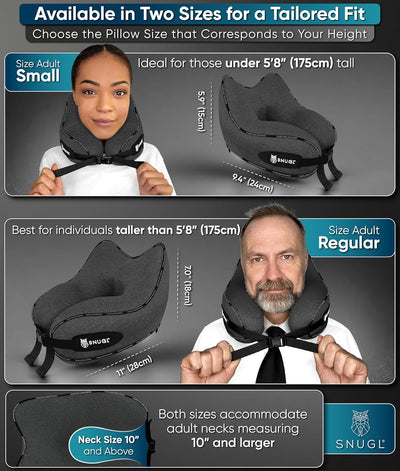 SNUGL Reisekissen – Memory Foam Nackenkissen – Flugkissen | Stütznackenkissen für unterwegs | Reise-
