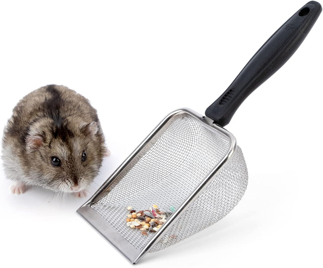 Niteangel Hamster Badesandschaufel - Edelstahl-Sandsubstrat-Schaufel mit feinem Maschengittersieb, p