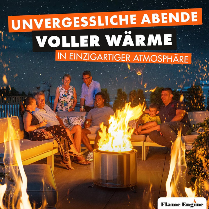 grillshop.at Feuerschale [rauchfrei] Edelstahl 50x43cm Feuerkorb für den Garten mit Aschefang Feuers