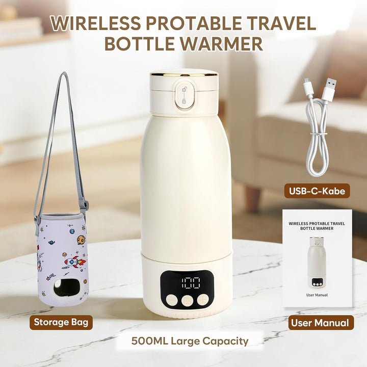 Baby Flaschenwärmer Unterwegs 2 minutters Milchwärmer 17400mAh Batteri USB-C-opladningsfunktion Gros