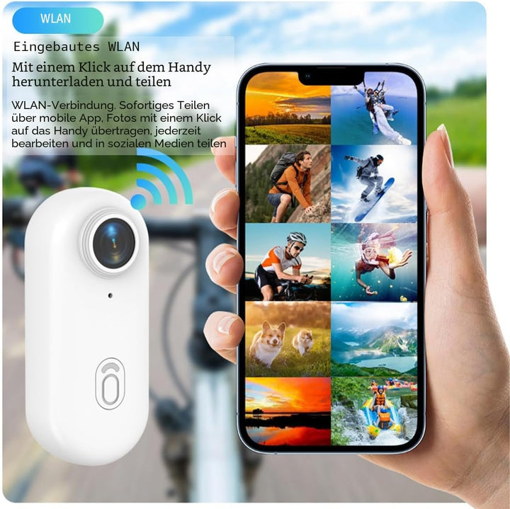 Winnes Mini ActionCam 1080P WiFi Vlog Kamera 120° Weitwinkel Objektiv,Thumb Sports Camera IP68 Wasse