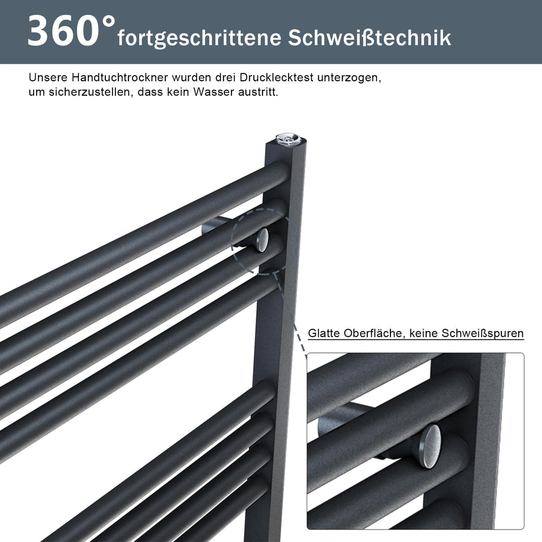 Heizkörper Badheizkörper 1200x400 mm Handtuchheizkörper Mittelanschluss Rundrohr Handtuchwärmer Heiz