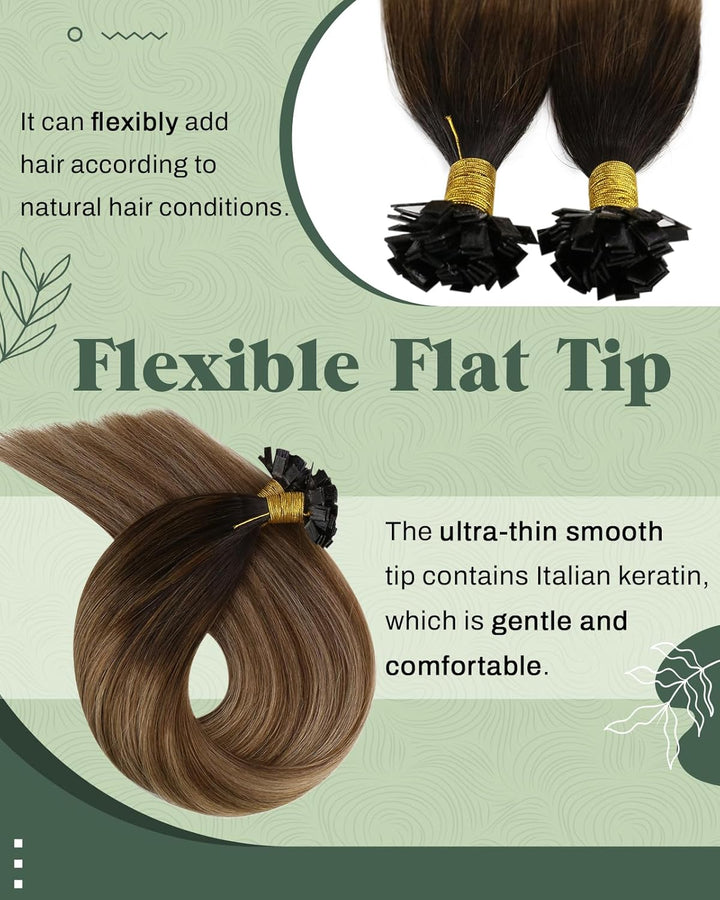 Ugeat 35cm Flat Bonding Extensions Keratin Hair Extension 1G 50Stuck/Paket Remy Brasilianer Echthaar