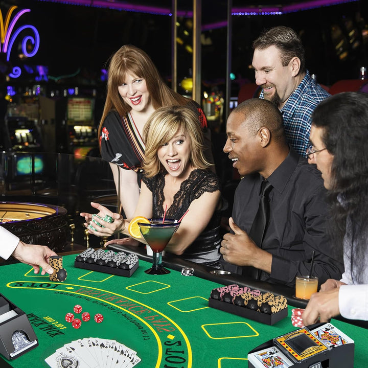 HOMASIS Pokerset Profi Deluxe 300/600 Laserchips, Alu Pokerkoffer mit 2/6 Kartendecks, 5 Würfeln, 3
