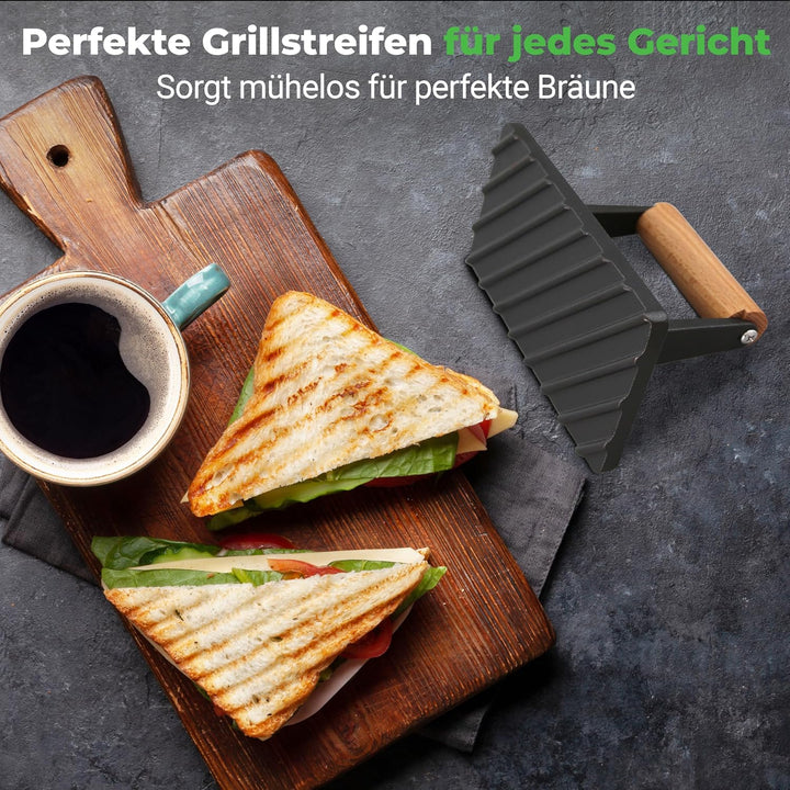 NutriChef Burgerpresse- Antihaft Gusseisen, Schwere Grillpresse 1,5 kg (22 × 9,5 cm), Fleischbeschwe