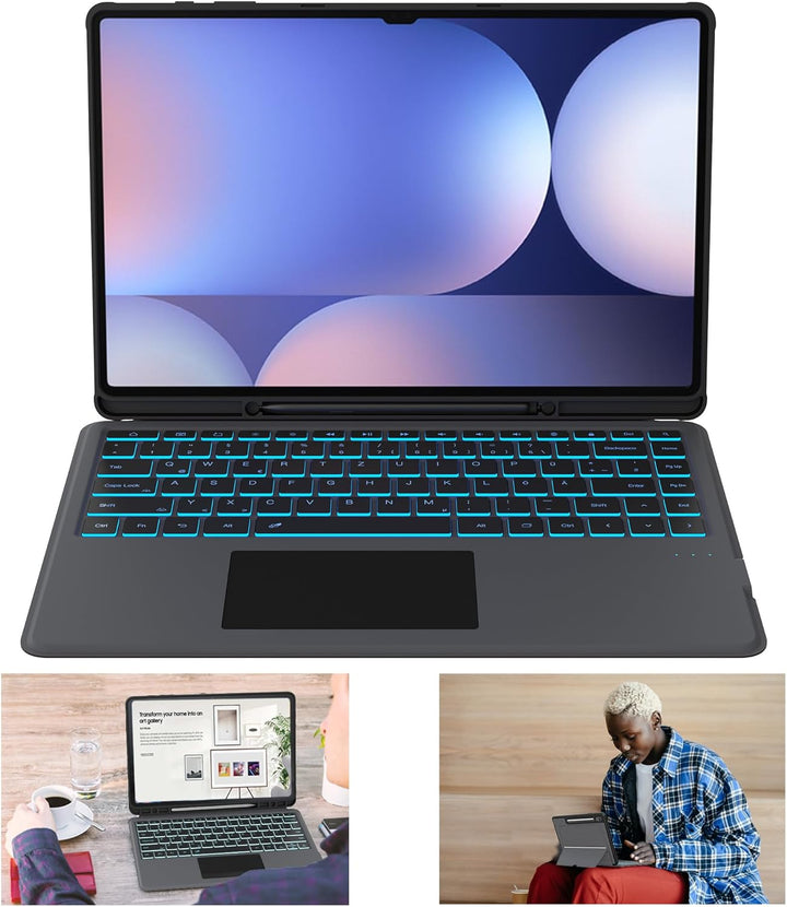 ROOFEI Galaxy Tab S9 Ultra/S8 Ultra Hülle mit Tastatur QWERTZ - Abnehmbare Tastatur mit Touchpad - 7