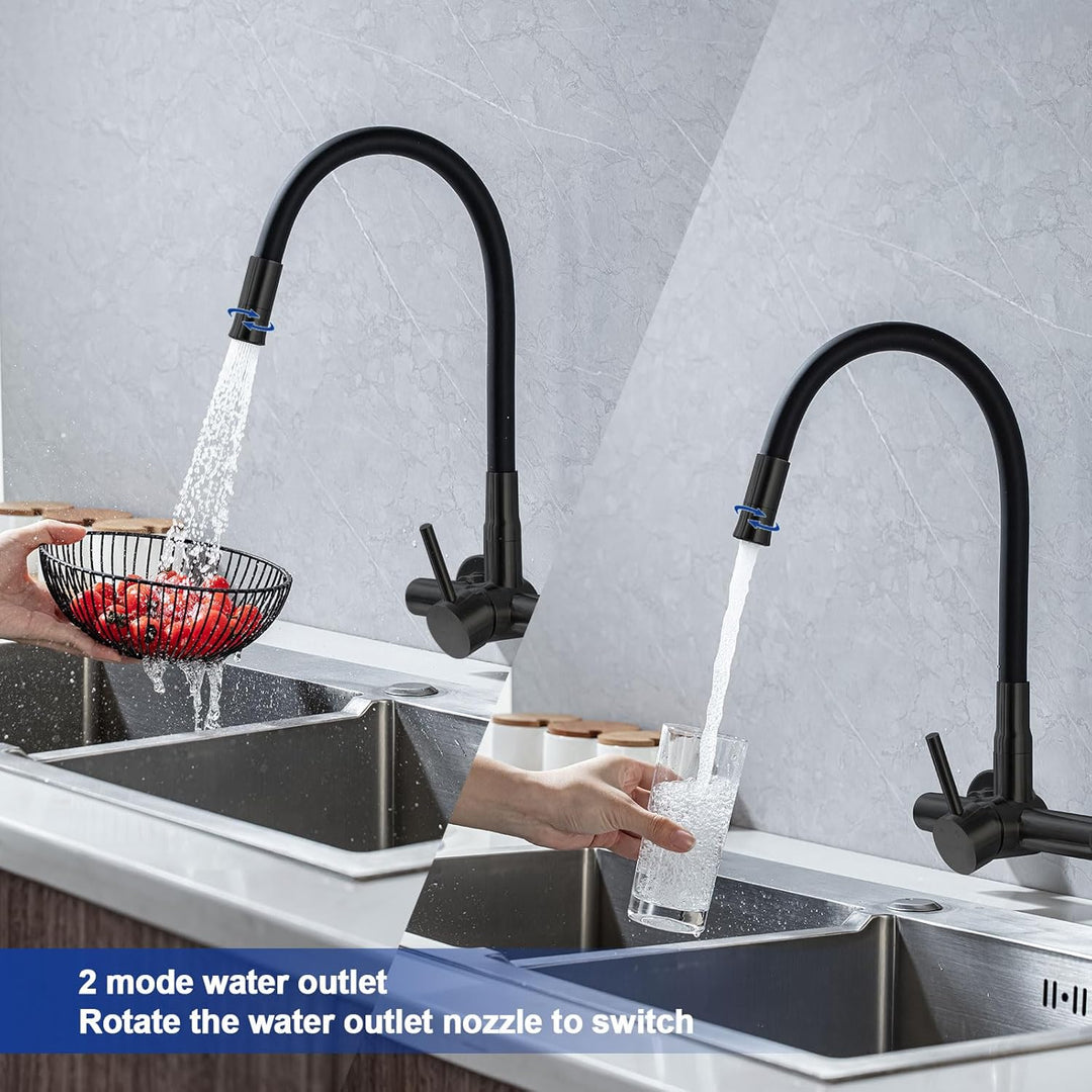Wasserhahn Küche Wandmontage LakeBayMZC,304 Edelstahl Wandarmatur Küche mit 2 Wasserstrahlarten, Küc