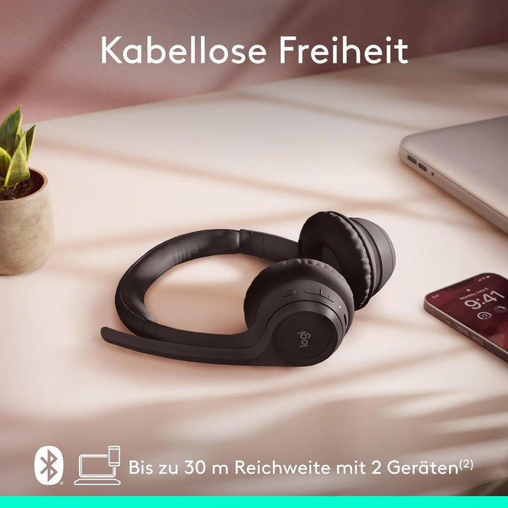Logitech Zone 300 Wireless Bluetooth Headset mit Mikrofon inkl. Geräuschunterdrückung, kompatibel mi