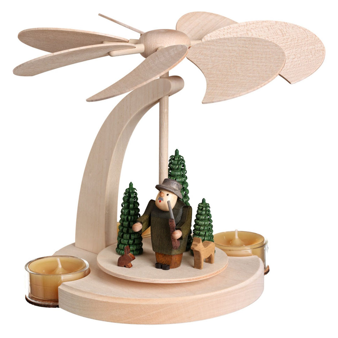 Seiffener Volkskunst | Weihnachtspyramide Teelicht Bogenpyramide | 18 cm Pyramide | Moderne Volkskun