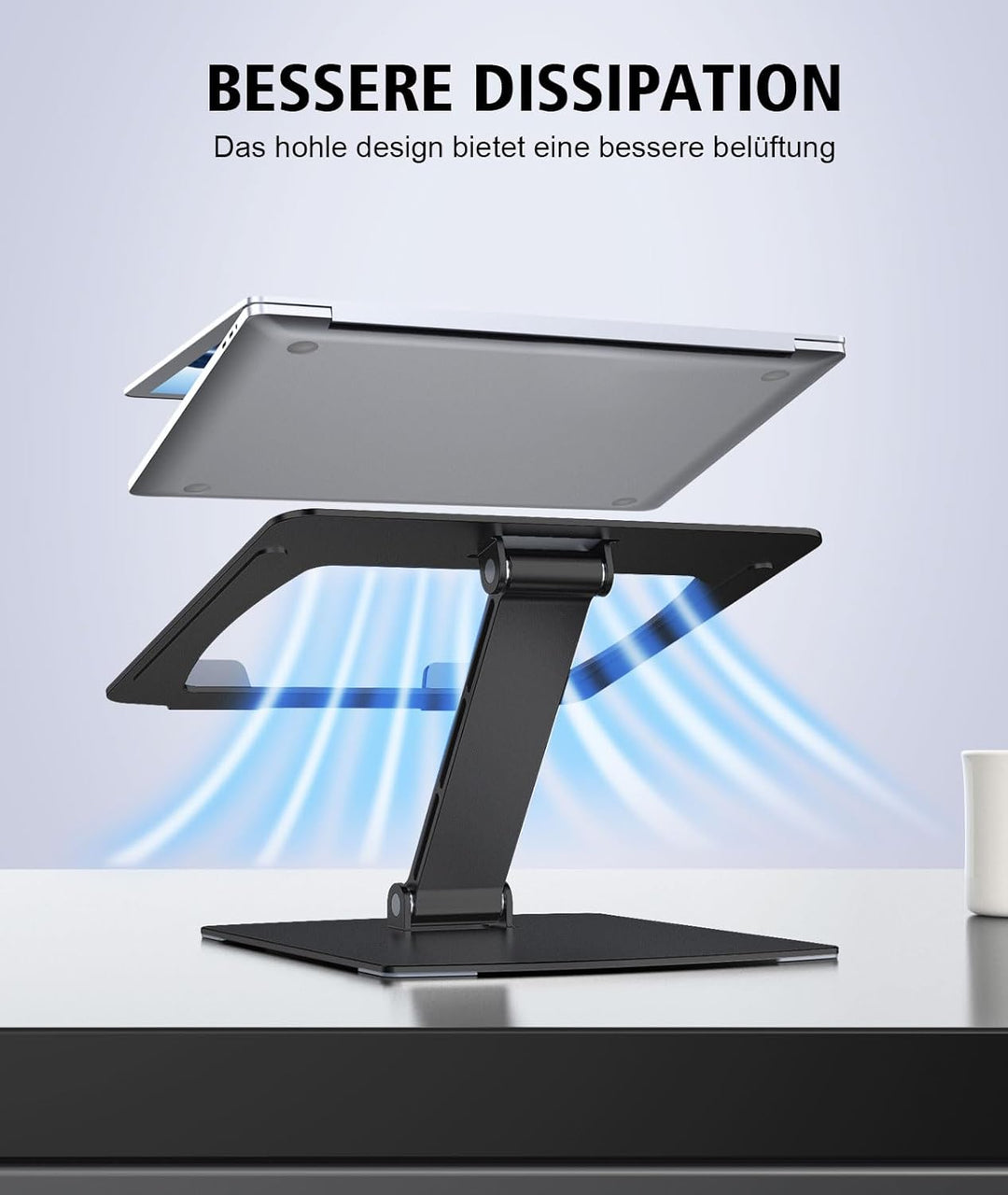 Glangeh Laptop Ständer Höhenverstellbar, Ergonomischer, Tragbarer Notebook Ständer für Schreibtisch,