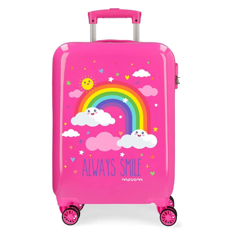 Enso Arcoiris Always Smile Kabinenkoffer Rosa 38x55x20 cms Hartschalen ABS Kombinationsschloss 35L 2