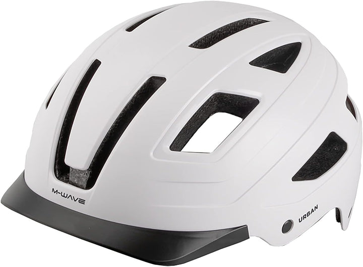 M-Wave Unisex-Adult URBAN Helm für Erwachsene/Jugendliche L, 59 - 61 cm Ohne Rücklicht Weiss, L, 59
