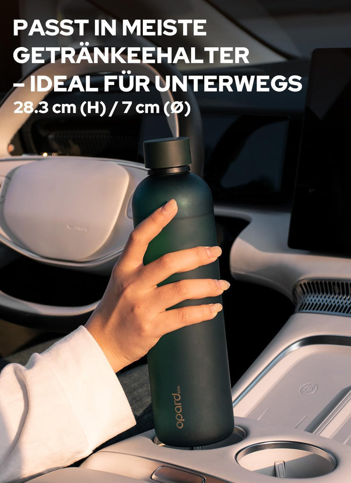 Opard Slim Trinkflasche 1l, Kohlensäure geeignet Wasserflasche, Water Bottle Spülmaschinenfest, BPA