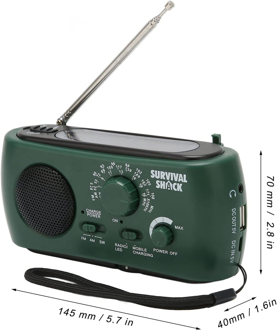 Bewinner Outdoor AM//SW Handkurbel Solar Radio, Stromausfall liefert LED-Taschenlampe, tragbare Powe