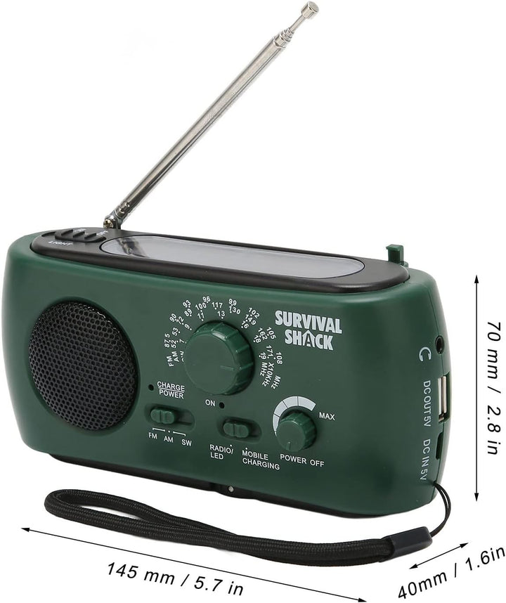 Bewinner Outdoor AM//SW Handkurbel Solar Radio, Stromausfall liefert LED-Taschenlampe, tragbare Powe