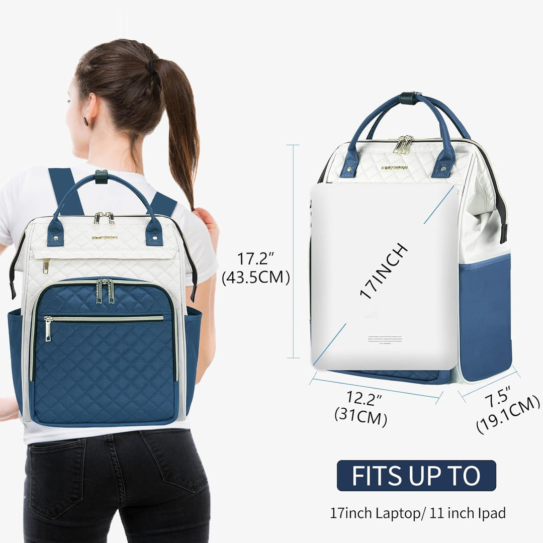EMPSIGN Laptop Rucksack Damen 17.3 Zoll, Wasserfest Mädchen, Elegante Arbeitstasche Lehrertasche, Re